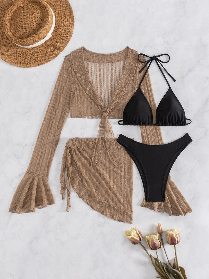 Damen Bikini-Set mit crop-top und lässigem Wickelrock Drune