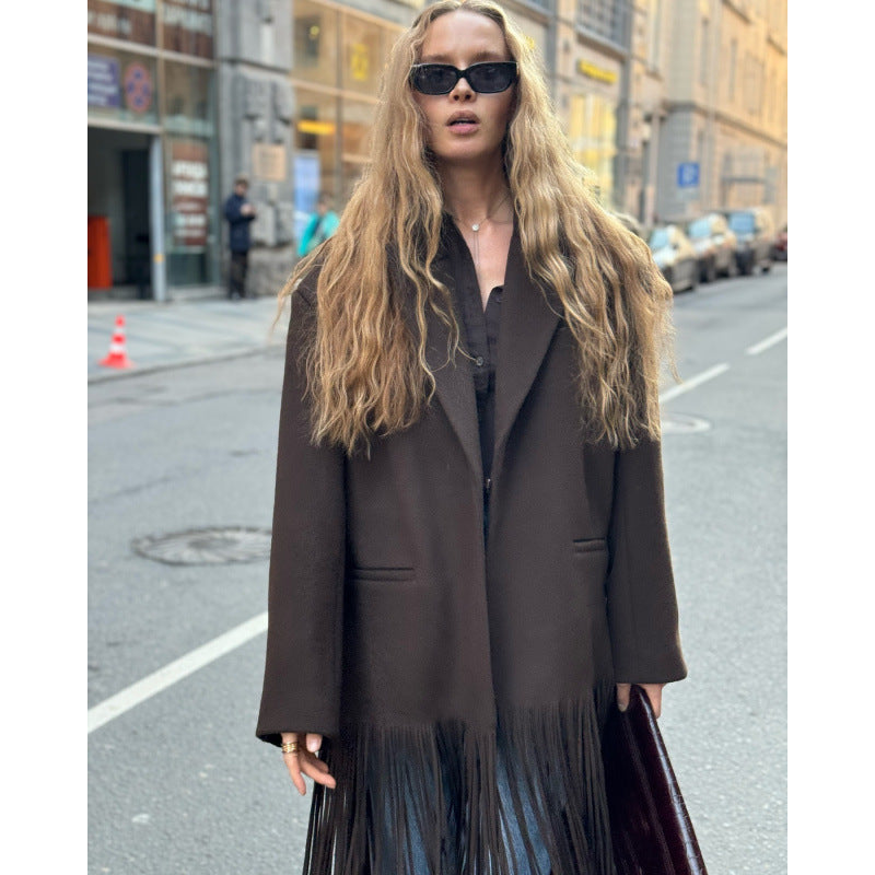 Damen Oversized Fransenjacke Drune