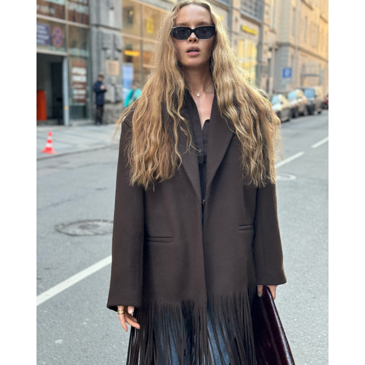 Damen Oversized Fransenjacke Drune