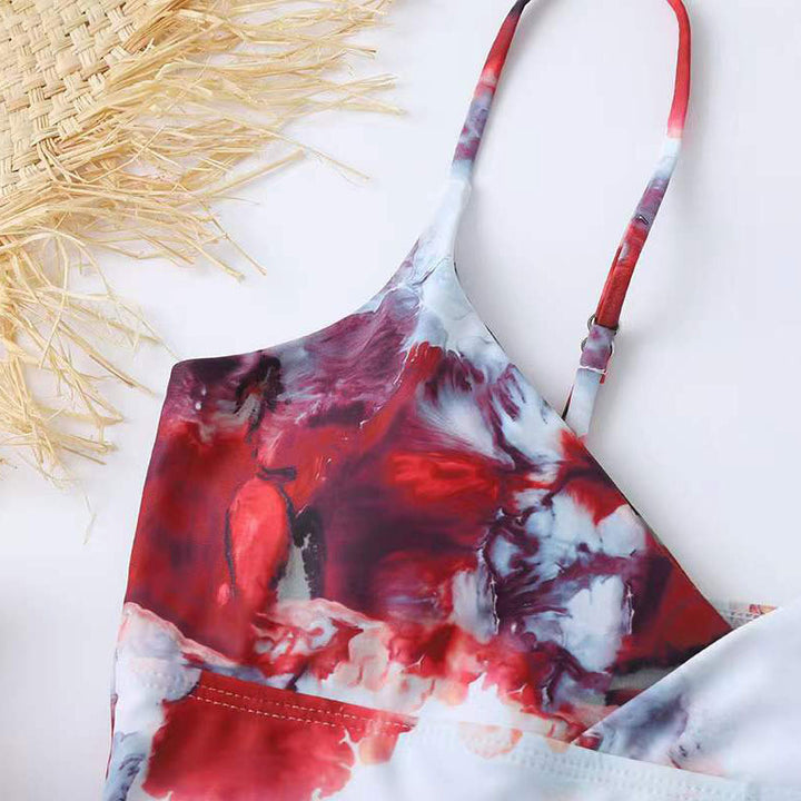 Damen Hoch tailliertes Bikini-Set mit Blumenmuster Drune