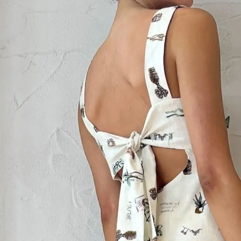 Damen Maxikleid mit kreativem Print und praktischen Taschen Drune