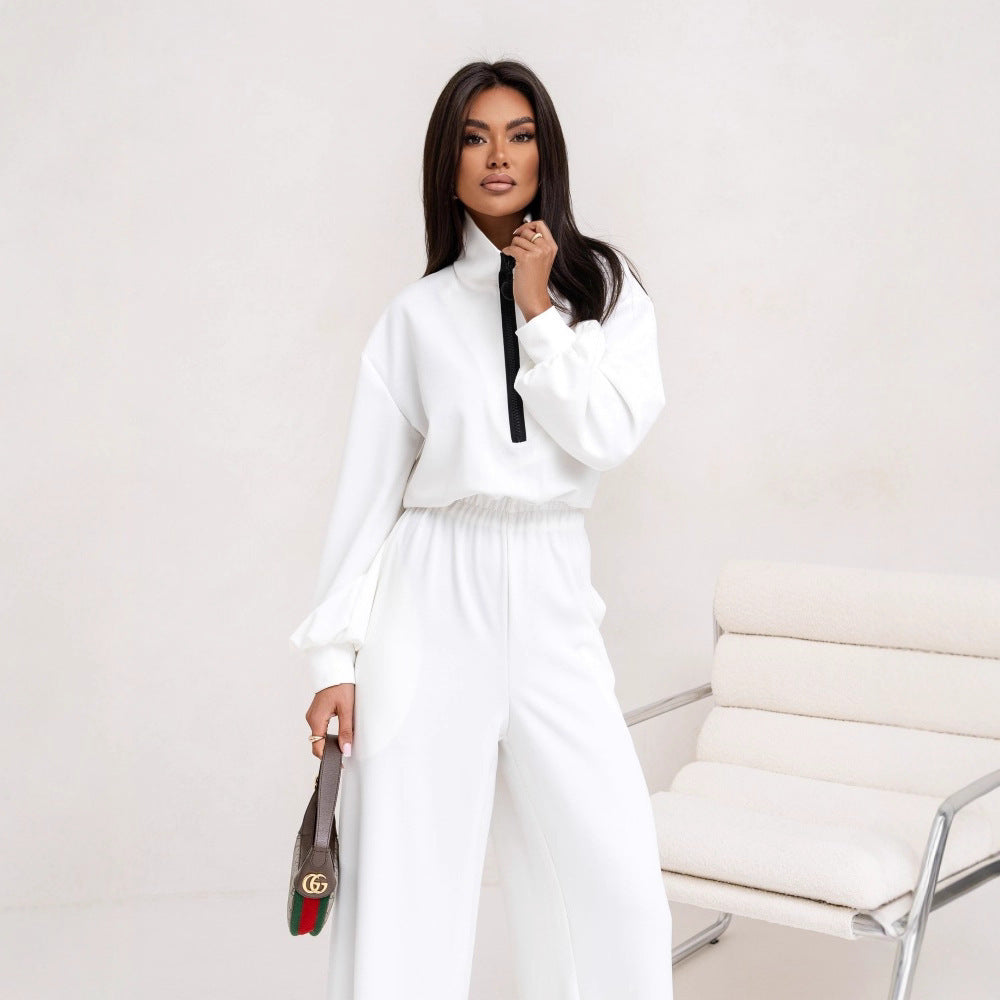 Damen modischer Jumpsuit mit hohem Kragen und praktischen Reißverschluss Drune