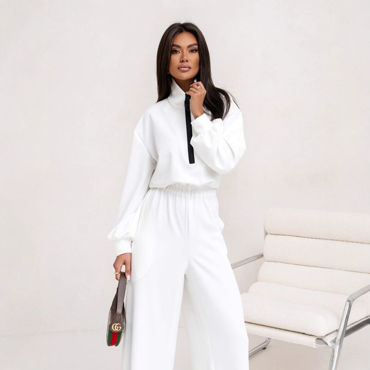 Damen modischer Jumpsuit mit hohem Kragen und praktischen Reißverschluss Drune