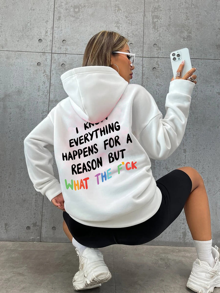 Damen Kapuzenpullover mit inspirierendem Schriftzug und lockerer Passform Drune