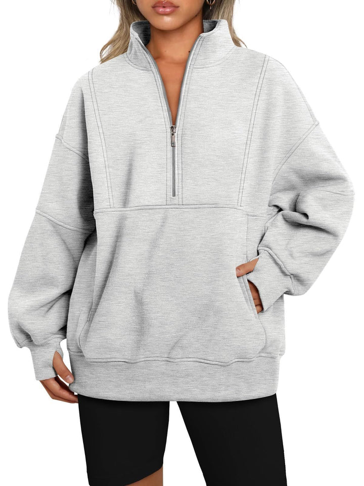 Damen Sportlicher Hoodie mit hohem Kragen und Reißverschluss Drune