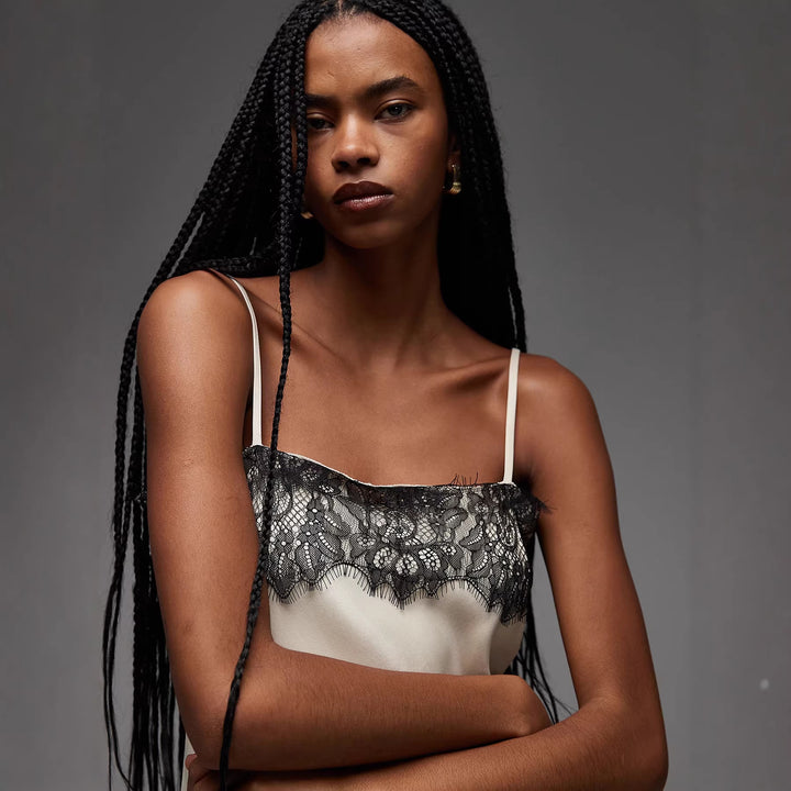 Damen Spitzen-Cami mit asymmetrischem Schnitt Drune