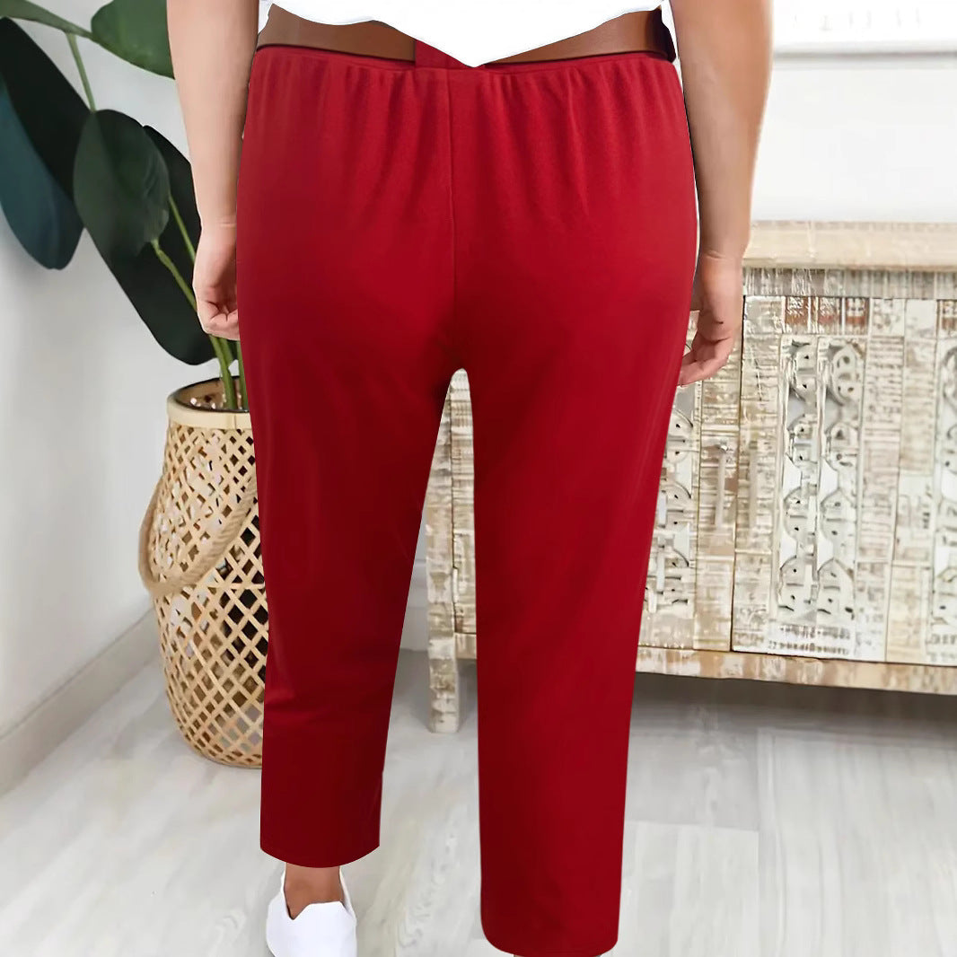 Damen Klassische Hochtaillenhose mit weit geschnittenem Bein Drune