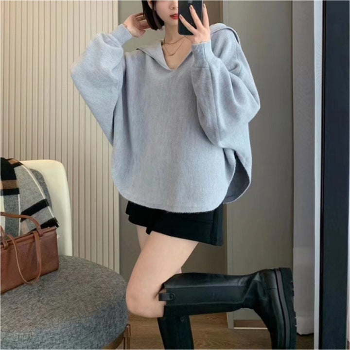 Damen modischer Kapuzenpullover mit voluminösen Ärmeln und eleganter Schnittführung Drune
