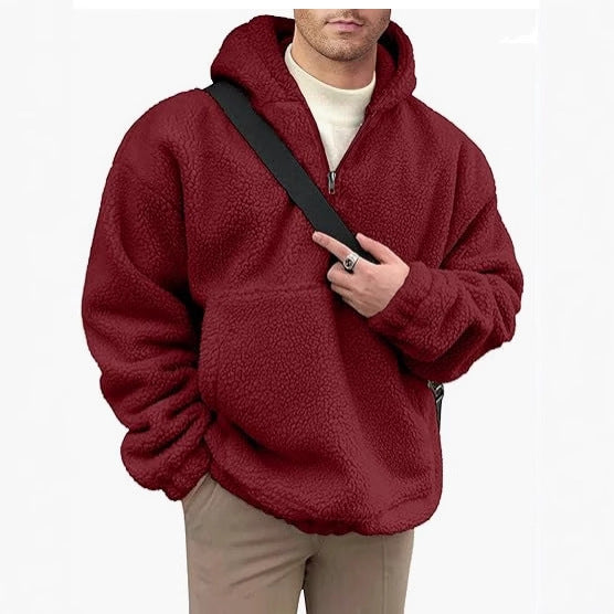 Herren kuscheliger Fleece-Pullover mit halbem Reißverschluss Drune