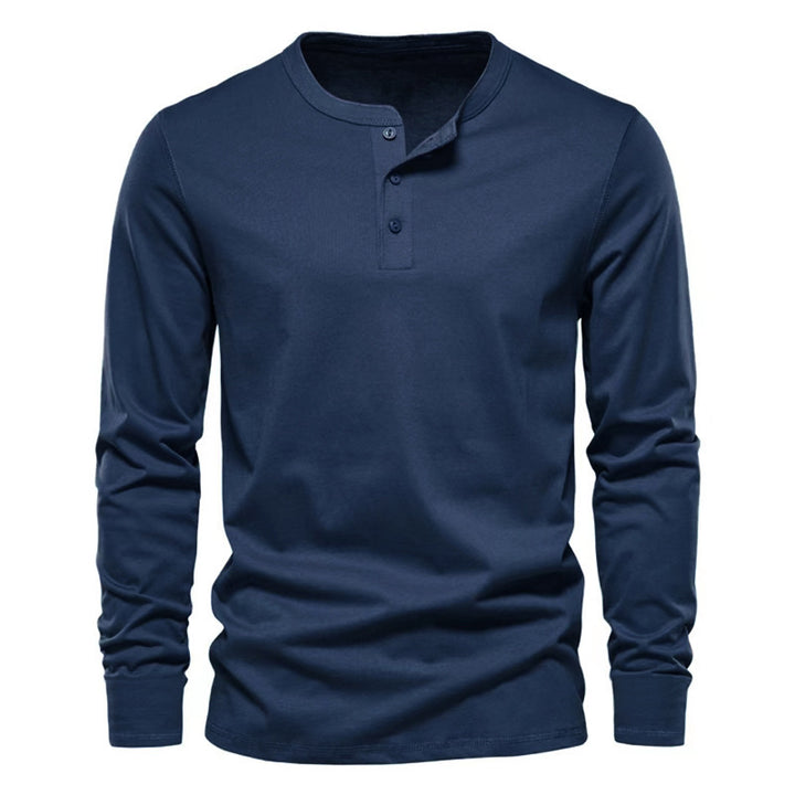 Herren lässiges Langarmshirt mit Knopfleiste und weichem Material Drune