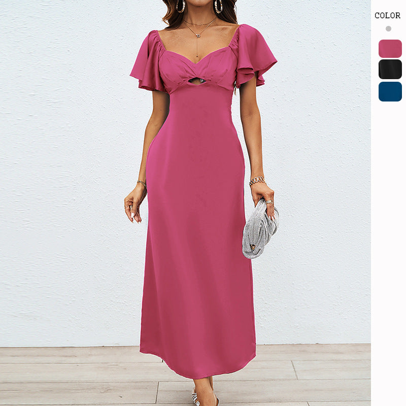 Damen Elegantes Off-Shoulder Maxikleid mit elastischem Rock und Rüschendetails Drune