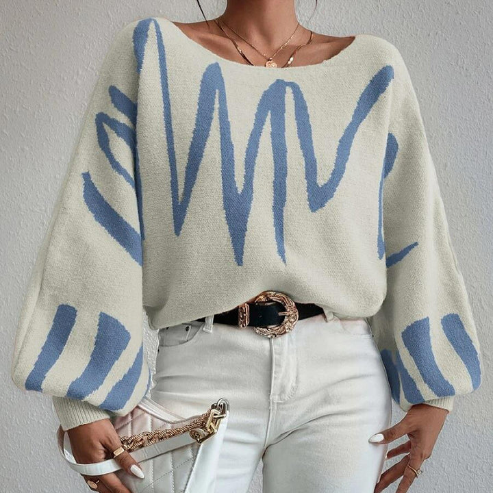 Damen Oversized Strickpullover mit asymmetrischem Design und lässigem Ausschnitt Drune