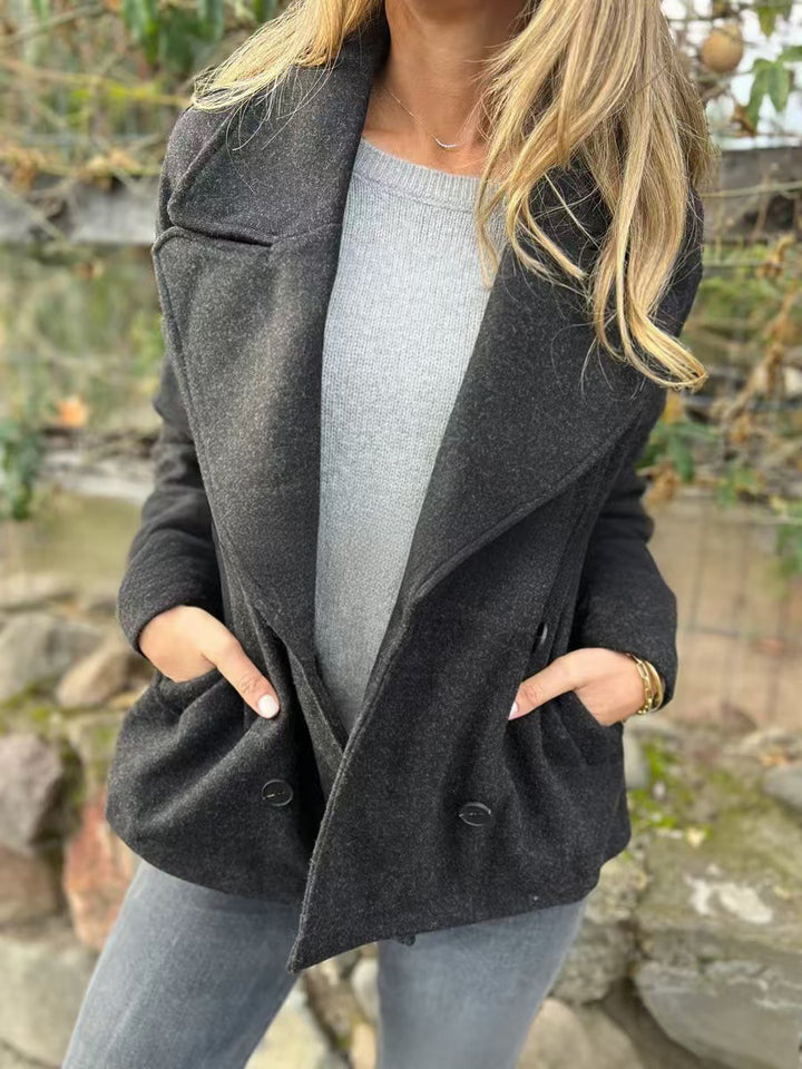 Damen Klassischer Doppelreiher-Wollmantel Drune