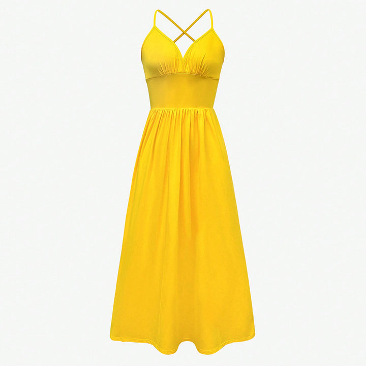 Damen Maxikleid mit tiefem V-Ausschnitt und sexy seitlichem Schlitz Drune