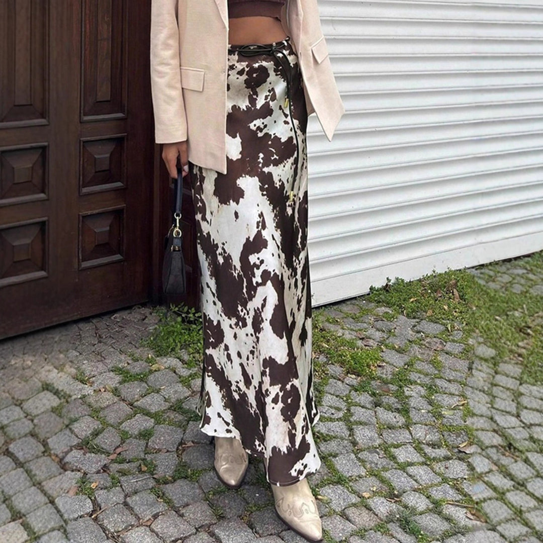 Damen Satinrock mit tierischem Muster Drune