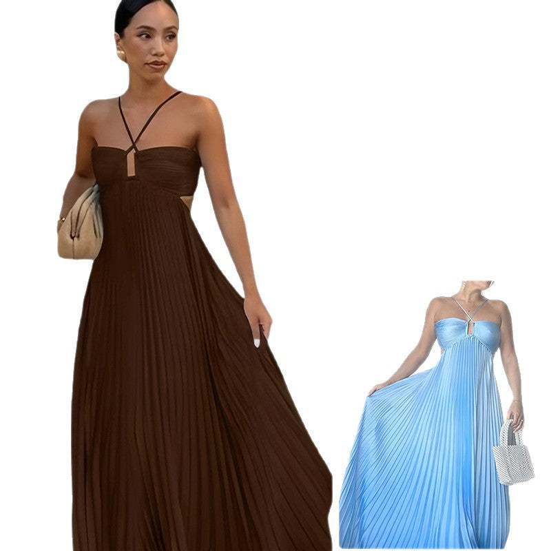Damen Elegantes Maxi-Kleid mit plissierten Details und schickem Cut-Out Drune