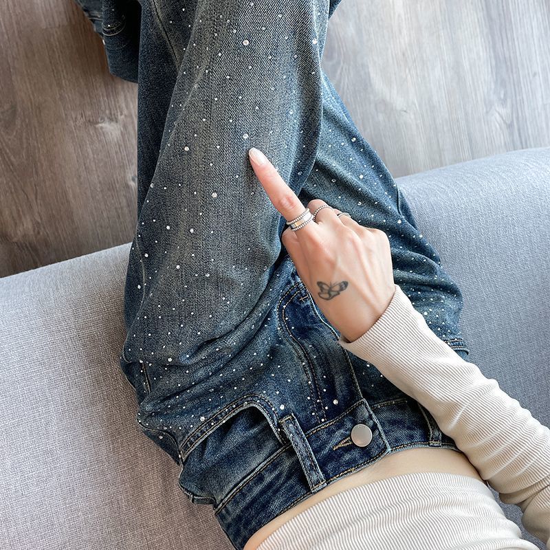 Damen Jeans mit glänzenden Perlendetails Drune