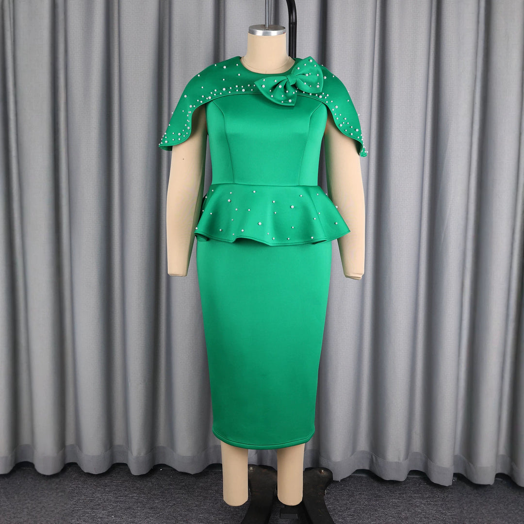 Damen Figurbetontes Peplum Kleid mit dekorativer Kapuze Drune