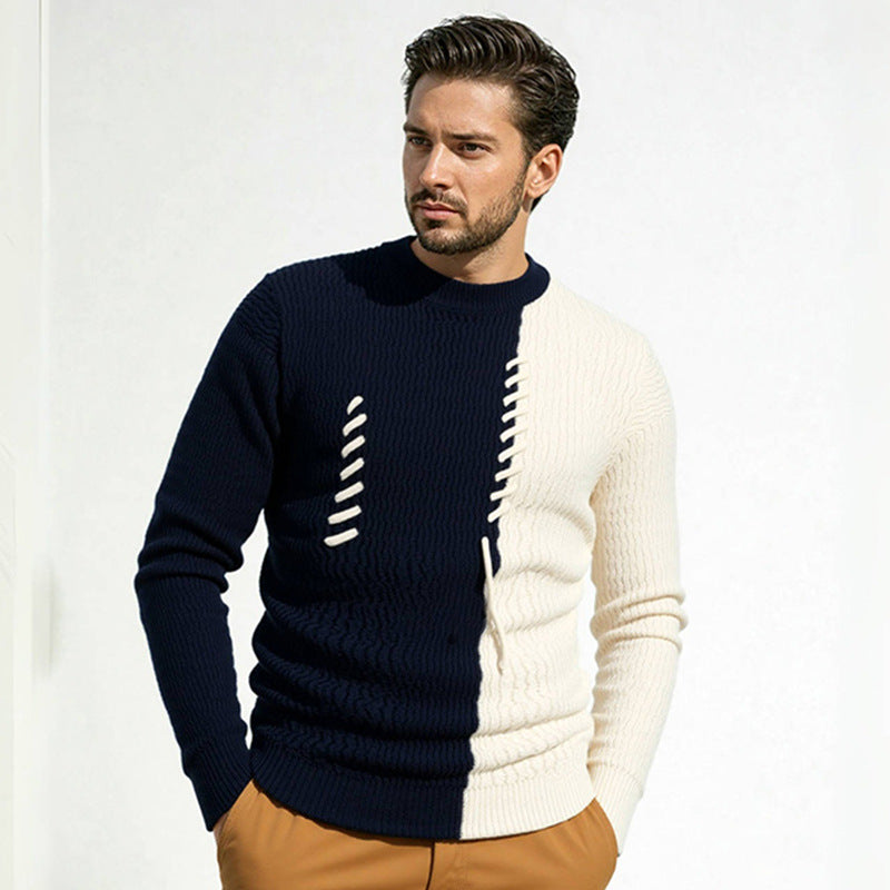 Herren modischer Pullover mit strukturiertem Design und einzigartigen Knotendetails Drune