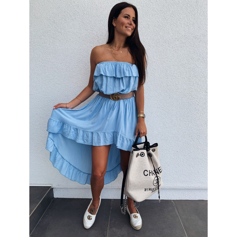 Damen Wickelkleid mit Volants und tailliertem Gürtel Drune