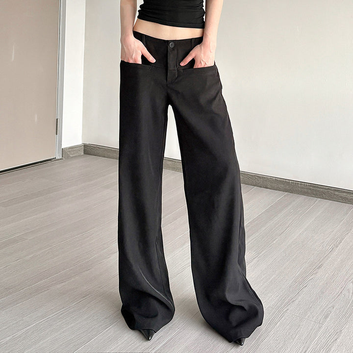 Damen Weite Chinohosen mit hohem Bund und seitlichen Taschen Drune