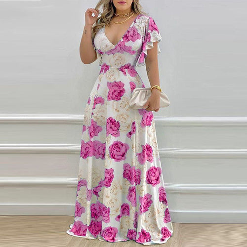 Damen Maxikleid mit floralem Design Drune