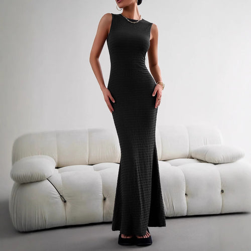 Damen figurbetontes Maxikleid mit elegantem strukturiertem Obermaterial Drune