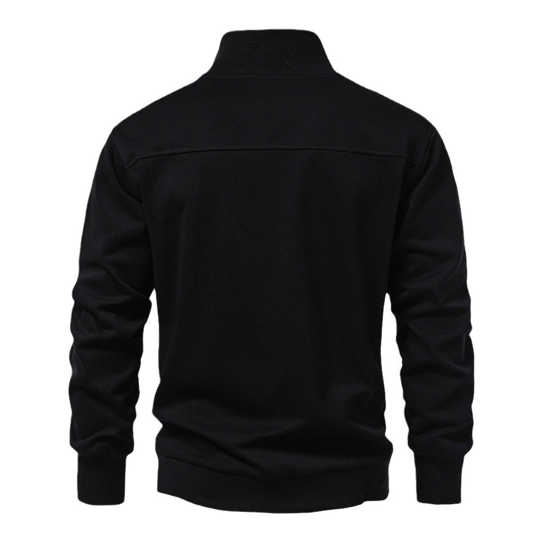 Herren modischer Stehkragenpullover mit halbem Reißverschluss und bequemer Passform Drune