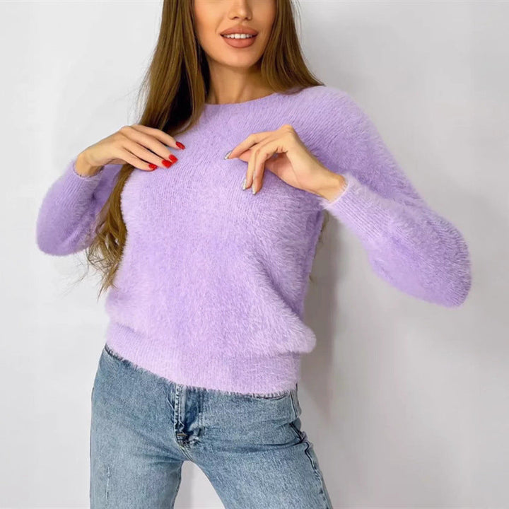Damen Flauschiger Modischer Pullover Drune