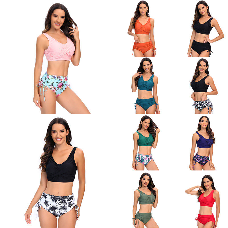 Damen Bikini-Set mit schickem Wickeloberteil und hoch taillierten Höschen Drune