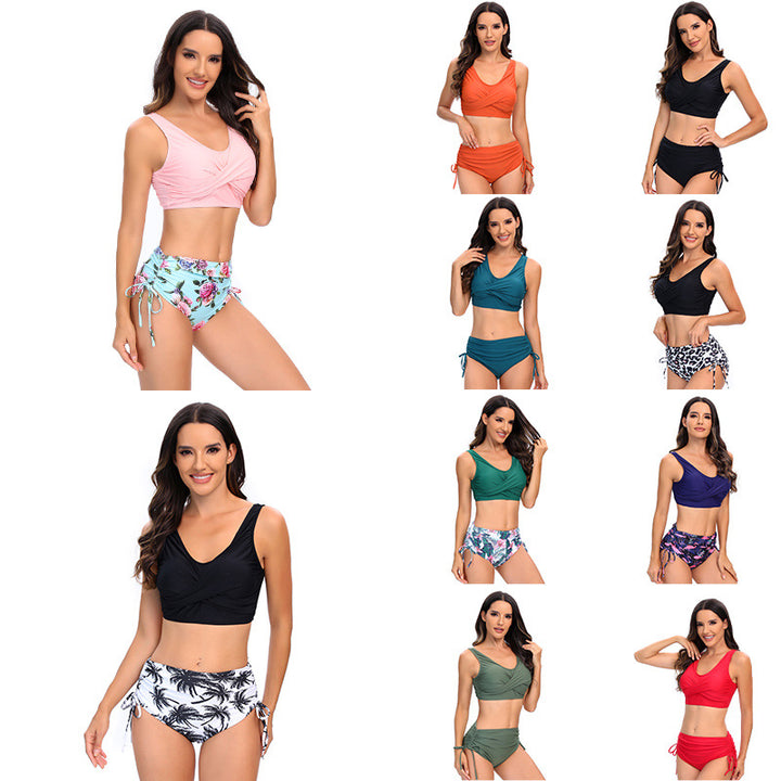 Damen Bikini-Set mit schickem Wickeloberteil und hoch taillierten Höschen Drune