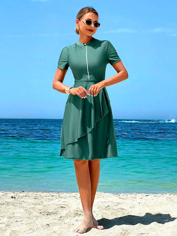 Damen Elegantes Strandkleid mit Rüschendesign Drune