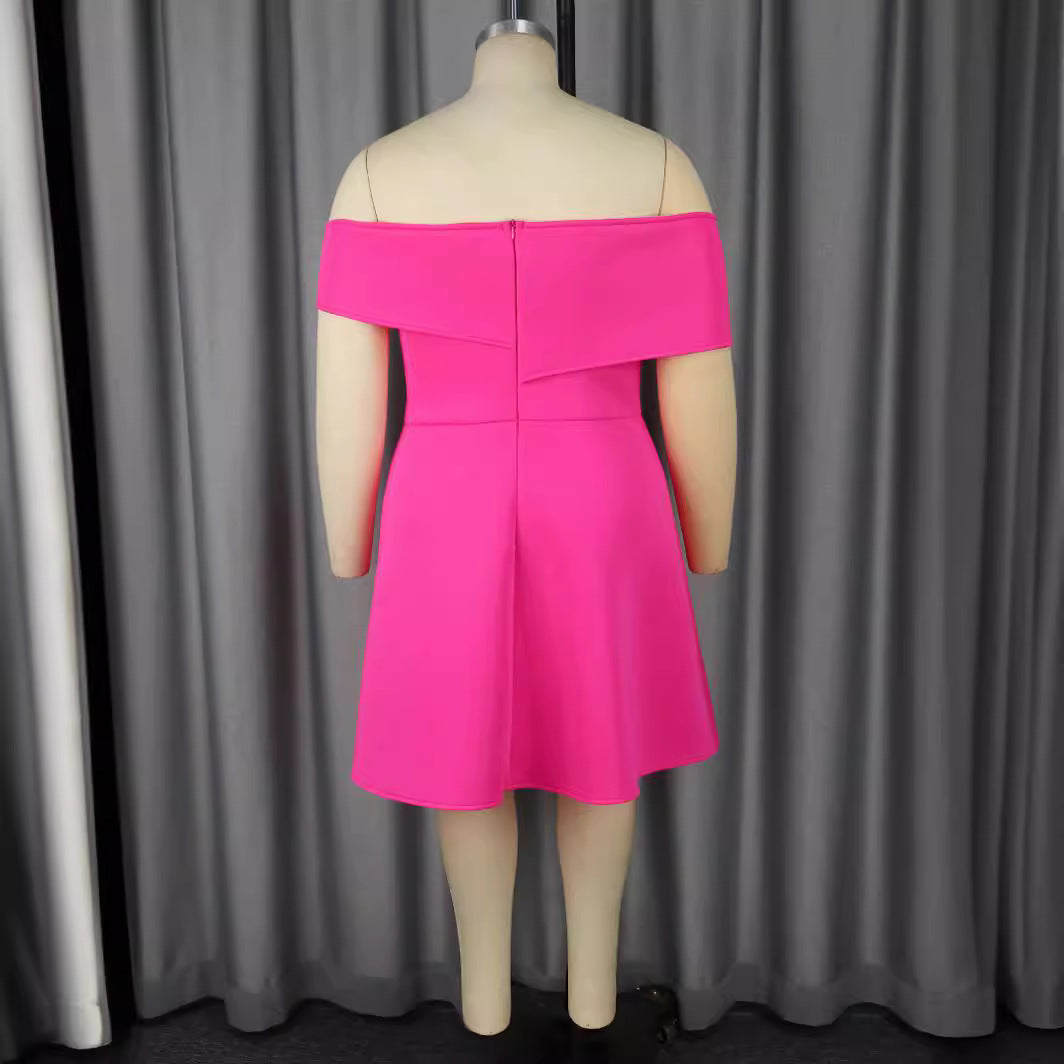Damen Off-Shoulder Cocktailkleid mit großer Schleifenapplikation Drune