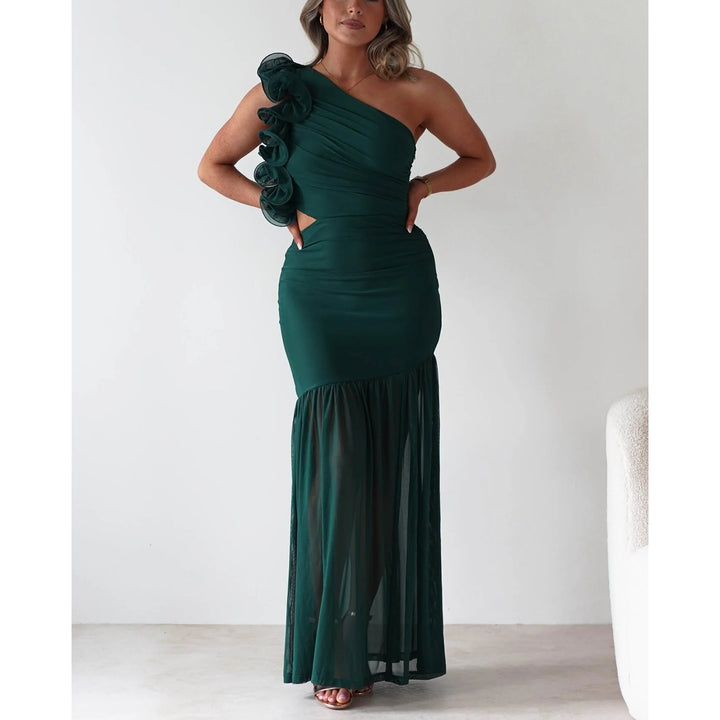 Damen Maxikleid mit asymmetrischem Schnitt und romantischen Rüschendetails Drune