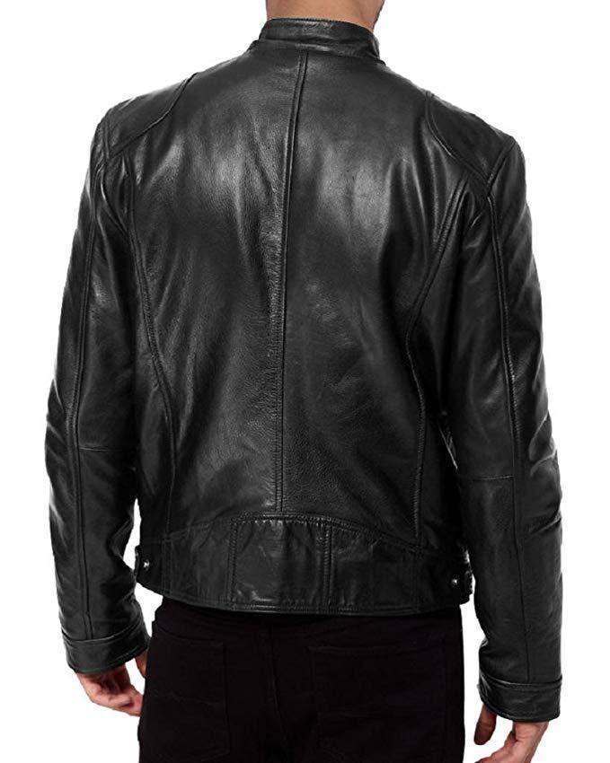 Herren Leder Bikerjacke mit asymmetrischem Reißverschluss