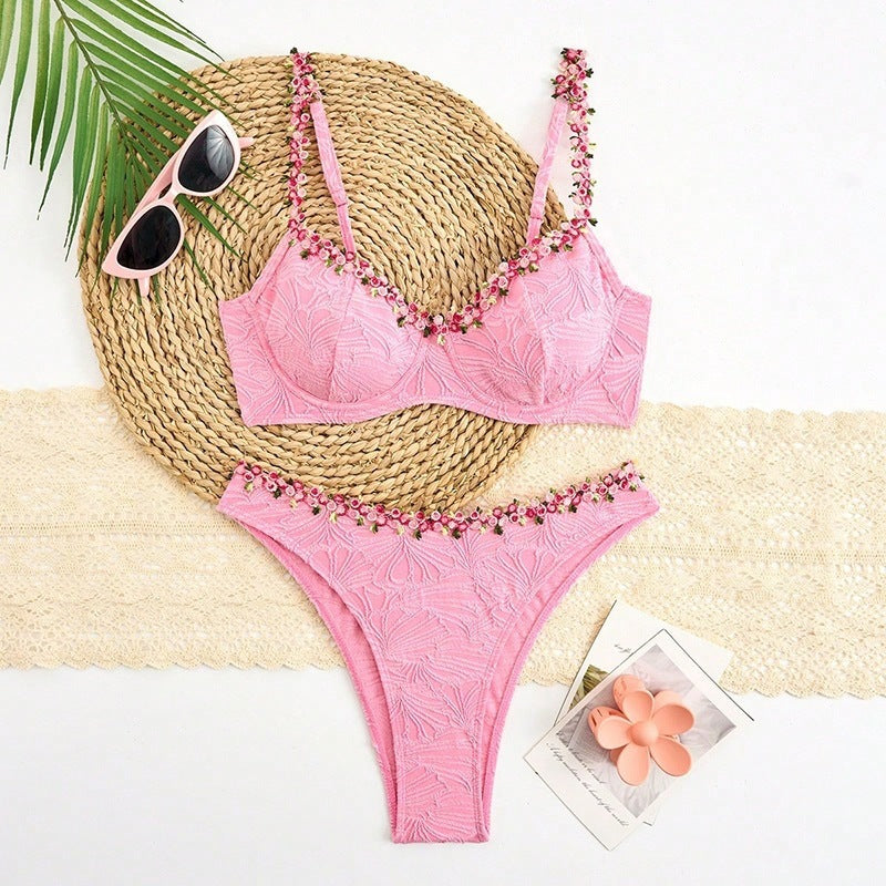 Damen Bikini-Set mit floralen Applikationen Drune