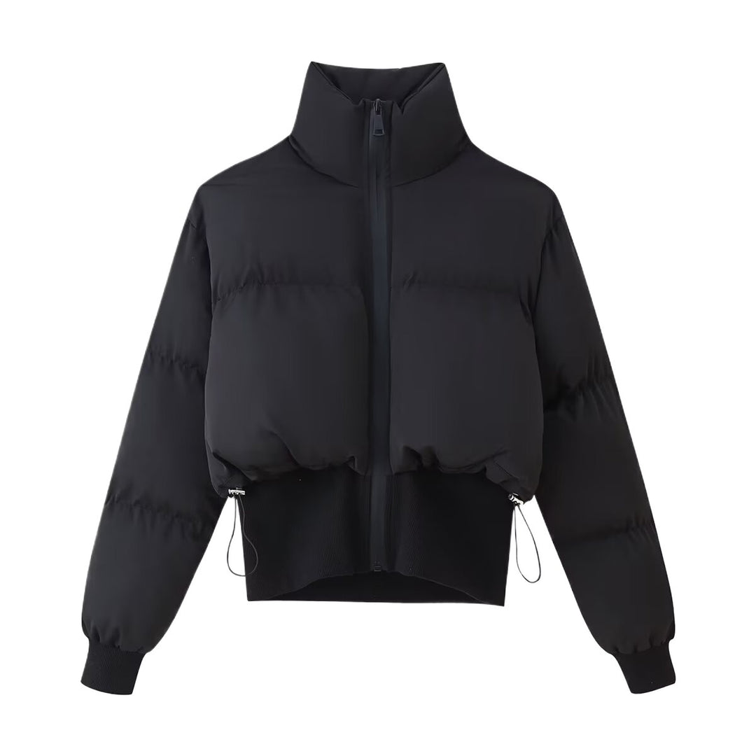 Damen modische cropped Steppjacke mit hohem Kragen und elastischem Saum Drune