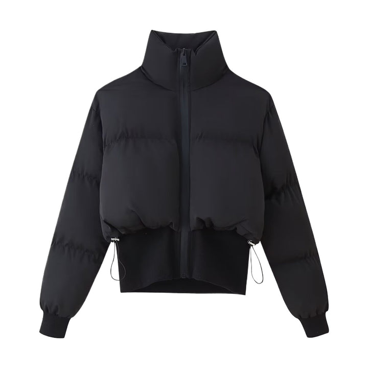 Damen modische cropped Steppjacke mit hohem Kragen und elastischem Saum Drune