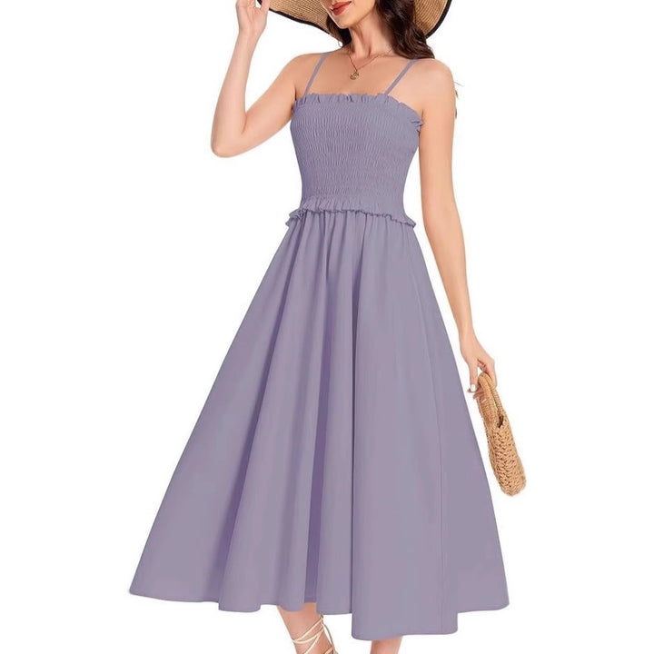 Damen elastisches Maxikleid mit Rüschendetails und geschmeidigem Material Drune