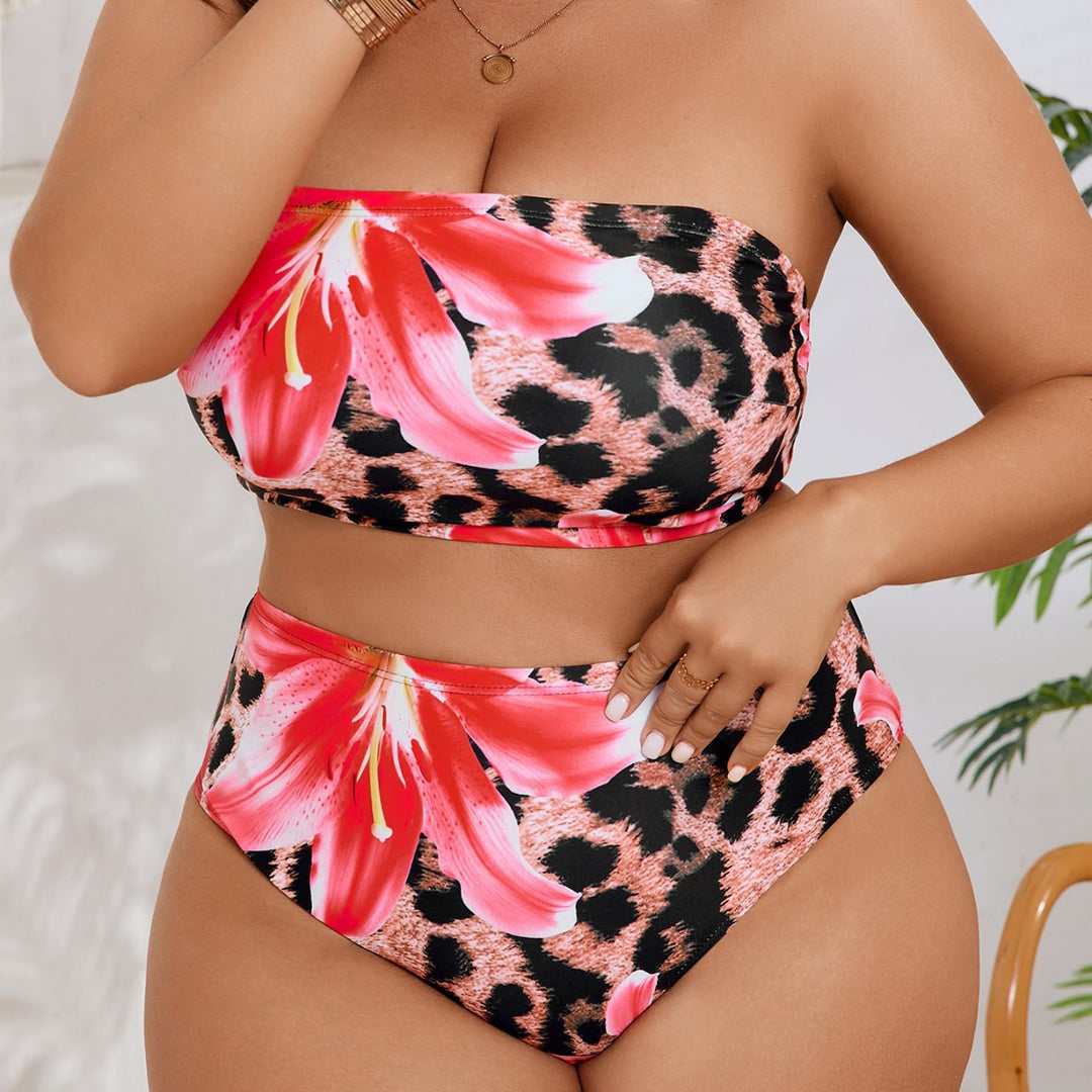 Damen Bandeau-Bikini mit floralem und tierischem Muster Drune