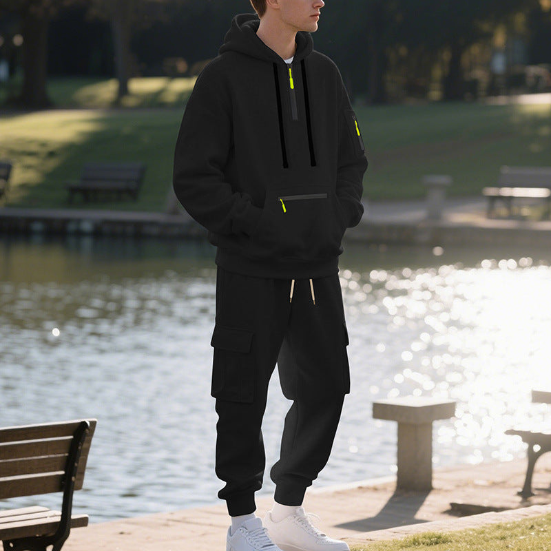 Herren sportliches Hoodie und Bundhose Set mit praktischen Taschen Drune