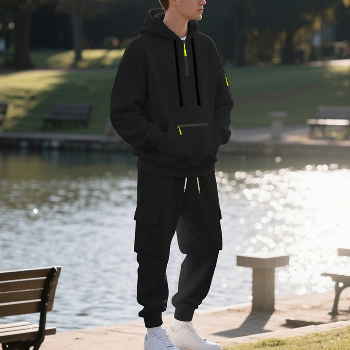 Herren sportliches Hoodie und Bundhose Set mit praktischen Taschen Drune