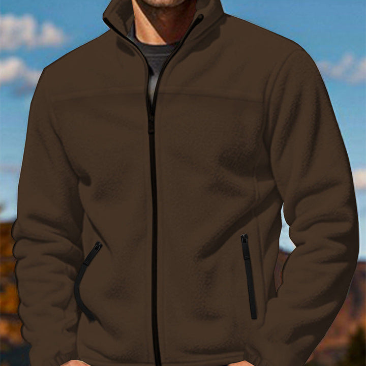 Herren Fleecejacke mit hochschließendem Kragen und Reißverschlusstaschen Drune