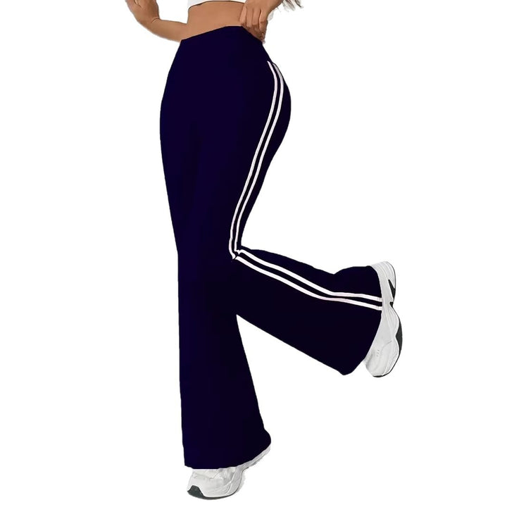 Damen Sportliche Flared Leggings mit Streifen Drune