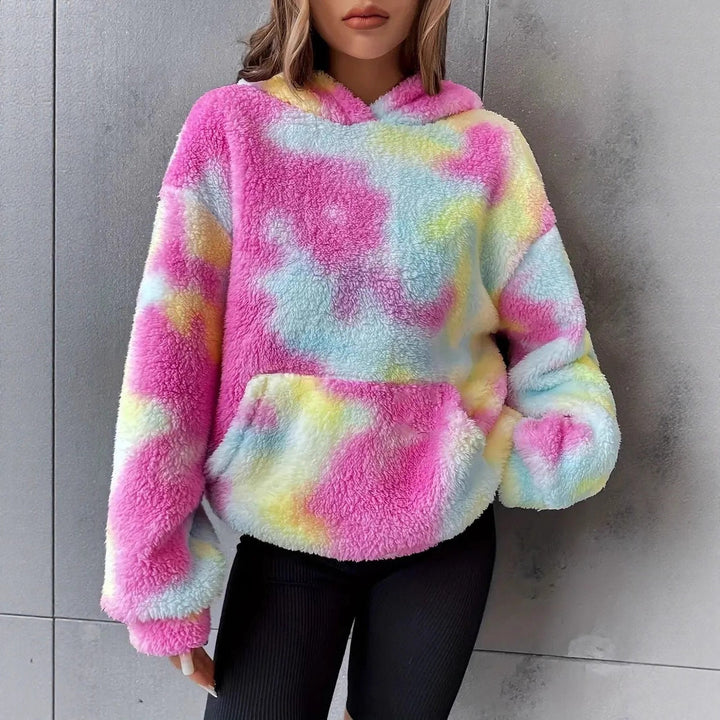 Damen Sweatshirt mit buntem Fleece und Kapuze Drune