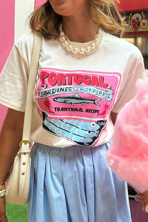 Damen T-Shirt mit künstlerischem Motiv im Vintage-Stil Drune