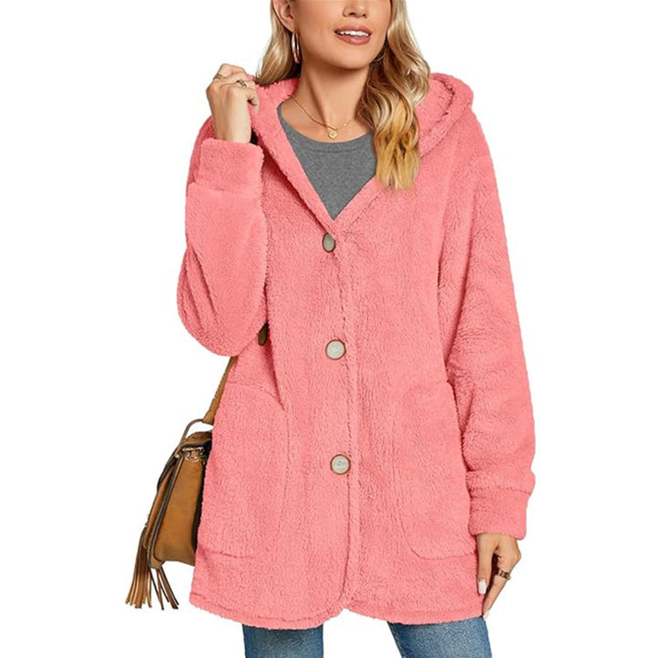 Damen Kuschelige Fleecejacke mit Kapuze und Taschen Drune