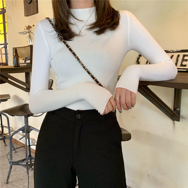 Damen modischer Rollkragenpullover im Rippstrick-Design Drune