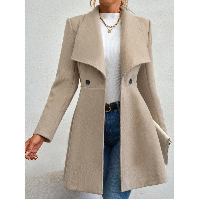 Damen schicke Übergangsjacke mit weitem Kragen Drune