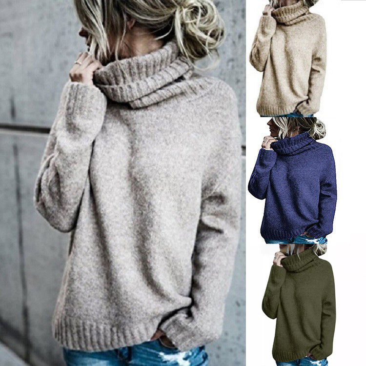 Damen Grobstrickpullover mit hohem Kragen und lässigem Schnitt Drune